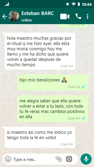 Captura de WhatsApp en la que Esteban agradece el trabajo realizado