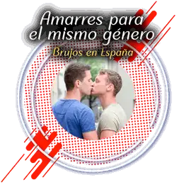Ilustración circular con el texto Amarres para el mismo género